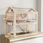 Wooden Hamster Cage  3-tier Small Animal Cage With Hut  Seesaw  Ramps  Wheel