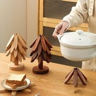 Christmas Tree Wooden Trivet Set  Heat Resistant Pot bowl teapot Holder Kitchen