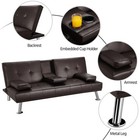 Sleek Modern Tufted Faux Leather Futon Sofa Bed Recliner Couch With Cup Holders