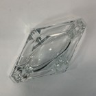 Vintage Clear Cut Glass Crystal Ashtray Heavy Square Faceted Mid-century Modern