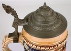 7 5 8  Vtg German Beer Stein Mug Made In Germany Pewter Lid Blue Floral Couple