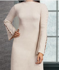 Size 1x Plus Ashro Ivory Formal Wedding Dinner Party Pearl Ribbed Sweater Dress