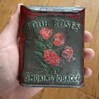 Antique Four Roses Cut Plug Smoking Tobacco Vertical Pocket Tin Rare Vintage