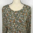 Croft   Barrow Classic Tee Top Shirt Size Xl Long Sleeve Green Floral 100 cotton