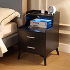 Set Of 2 Bedroom Bedside Table Nightstand End Side With Usb Charging Station