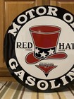 Red Hat Motor Oil Gasoline Metal Sign Garage Vintage Style Wall Decor Bar Pub