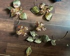Vintage Mcm Dogwood Flowers W  Leaves 3d Brass Copper Metal Wall Decor Set Of 3