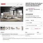 New 5pc Modern Rustic Queen King Storage Bedroom White Furniture Set B d m n c