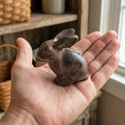 Sitting Little Baby Bunny Rabbit Figurine Cast Iron Paperweight Antique Brown
