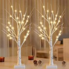 2 Pack 2ft Lighted Birch Tree With Timer For Christmas Decorations Indoor Artifi