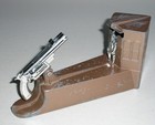 Vintage 1950 s Vacumet Metal Wild West Mechanical Coin Bank  no Key  Works Used