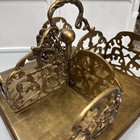 Vtg Rare Ornate  Victorian Solid Brass Book Stand Caddy  utility Caddy - Read