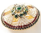 2  Domed New Prong-set Crystal Rhinestone Round Christmas Pinwheel Flower Brooch