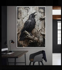 Modern Crow Abstract Vintage Metal Or Wood Art  31 5x47 24in - Frameless Wall De