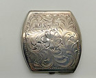 Birks Sterling Silver Powder Compact Monogram Initials Mgs Sgm Floral Scroll