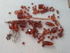 Authentic Antique Vintage 1930s Amber Glass Beads  Loose Faceted Flat Round