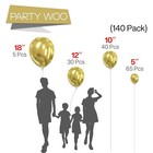 Partywoo Metallic Gold Balloons  140 Pcs Gold Metallic Balloons Different Siz   