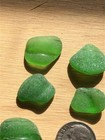 Lot Of 15 Green Small Edge Lips Genuine Surf Tumbled Sea Beach Glass Jewelry Diy