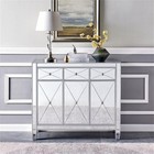 Sei Furniture Mirage 3 Door Mirrored Glass Sideboard In Matte Silver