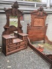 Renaissance Burled Walnut Marble Top 2 Pc  Bedroom Set