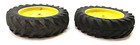 Vintage 1x4 Black Rubber Tractor Tires W Yellow Plastic Rims Wheels Toy Parts