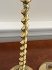 Pair Of Vintage Twisted Solid Brass Candle Holder 11   tall