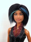 Barbie Doll Wig Size 4 Silky Straight Viscose Ooak Custom   341 Black Teal Lilac