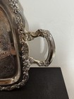 Vintage Large Silver Plated Footed Serving Tray Fluted Scroll Handles