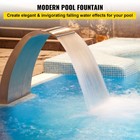 Pool Waterfall Fountain Stainless Steel Curved Water Feature Pond Decor