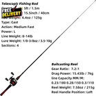 Fishing Rod And Reel Combo Baitcasting Combo Baitcast Reel 5 Foot Durable Fib   
