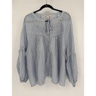 Laura Ashley Blue Gauze Peasant Blouse Crochet Lace Pintuck Top Plus Size 2x
