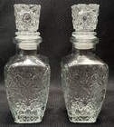 Vintage Set Of 2 Crystal Glass Decanters With Stoppers Mcm Barware 7   
