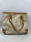 Vintage 80s Gucci Beige Micro Gg Coated Canvas Large Tote Bag Tan Leather Trim