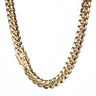 Miami Cuban Link Chain Necklace Bracelet 18k Gold Plated Stainless Steel 6-18mm
