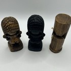Vintage Hawaiian Tiki Wood Carvings Souvenir Figures Totem Lot Of 3 Hawaii