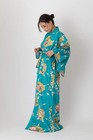 Japanese Kimono Women Beautiful Crane Cotton Sateen Robe Made In Japan