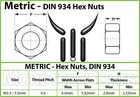 M3 5 - 0 60  Metric Hex Nuts  A2   18-8 Stainless Steel Din 934  Coarse Thread