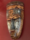 Handcrafted 10  African Wood  Decorative Metal Carved Tribal Mask Ghana