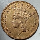 1878 Three Dollar Indian Gold Coin  3 In Amazing Au Condition   Rare Coin