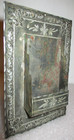 Scarce-fancy Etched-antique-pewter   Tin Stove Top - Fireplace Mantle Match Safe
