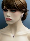 Women Red Cubic Zirconia Jewelry Set Pendant Necklace Earrings Silver Gift 20015