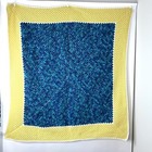 Handmade Crochet Afghan Throw Blanket Blue Yellow Lap Blanket 48x56