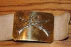 Vintage Kg Crossed Rifles Small  Military School Belt Buckle Brass With Belt    