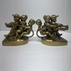Pair Of Vintage Brass Tug Of War Children Bookends Figural Art Deco Heavy