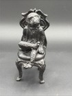 Unique Vintage 7    Cast-iron Figure-monkey Sitting On Ornate Chair- Leg Crossed 