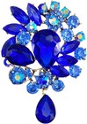 Wedding Bridal Big Crystal Rhinestone Bouquet Brooch Pin For Women Blue Tear    