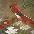Vintage Chinese Botanic Bird Paintings Set Of 2 Paintings Bamboo Frames 16   x20   