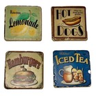 Set Of 4 Vintage Young   s Sizzlin Summer Ceramic Tile Coasters Cork Backed Heavy