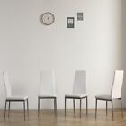 Dining Chairs Set Of 4 Leather Kitchen With Cushion High Back Metal Legs White