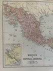1882 Mexico   Central America Original Antique Map By Adam   Charles Black